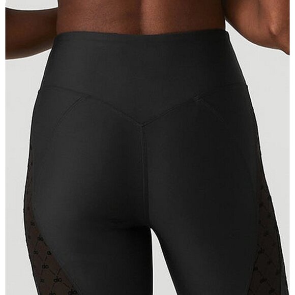 Alo Airlift Mesh High-Waist Celeste Capri Black Sheer Cut-Outs Cutouts Hi-Rise - Picture 6 of 12
